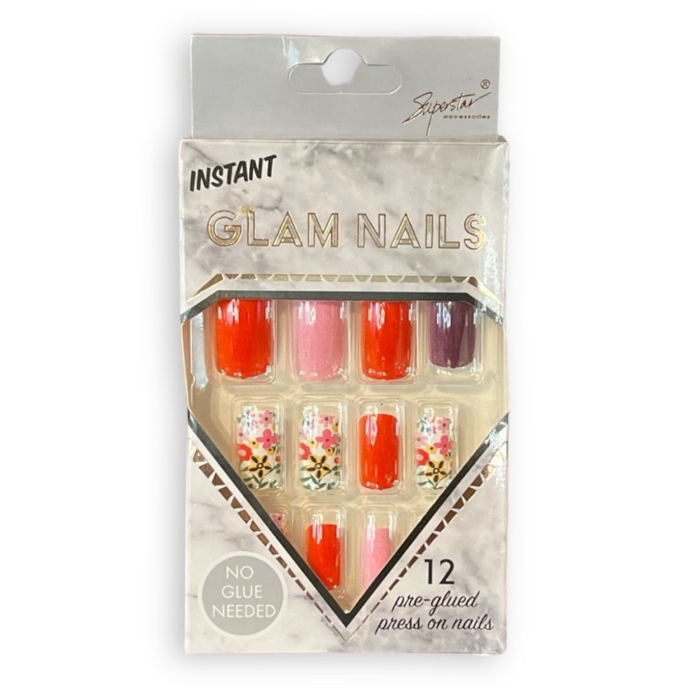 Red Instant Glam Nails Pre-Glued by Superstar